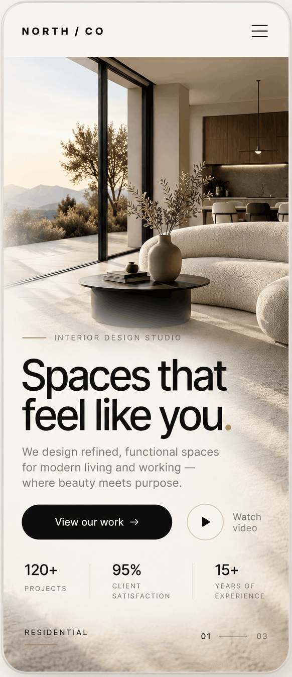 North and Co website mobile layout