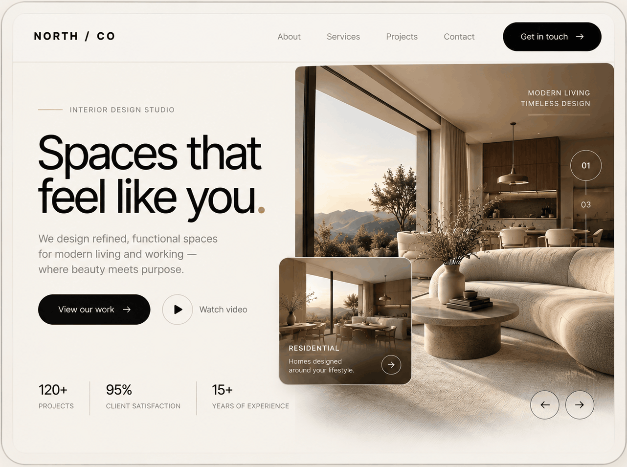 North and Co website tablet layout
